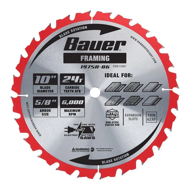 Hoja de sierra circular con marco 24T BAUER 57967