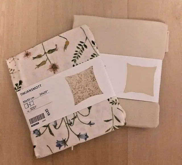 IKEA Gurli + Timjansmott Cushion Throw Pillow Cover 20x20 in Beige Floral set