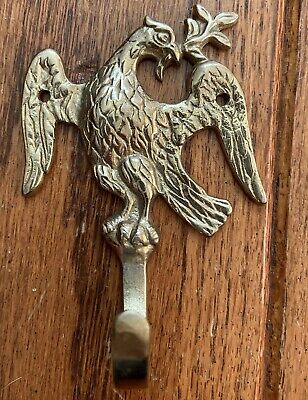 Antique Architectural Brass Figural American Eagle Hook Coat Key Laurel Branch