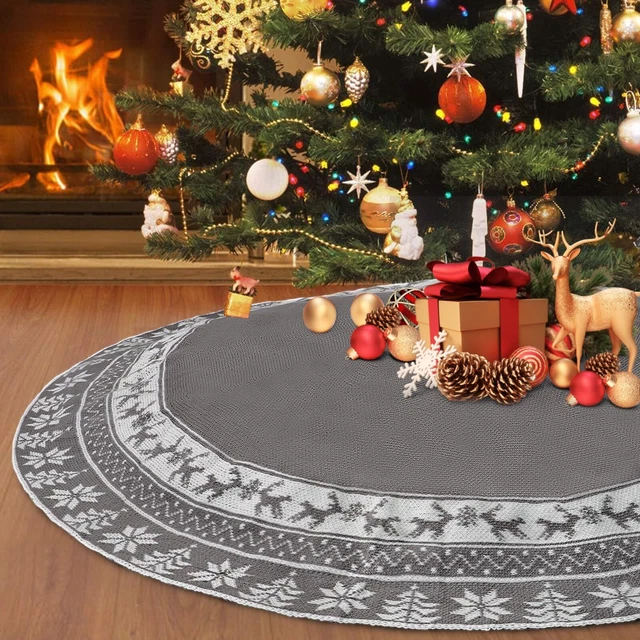 Jupe De Sapin De Noël En Fausse Fourrure Blanche 90 Cm - Cache-pied Décoratif Réutilisable