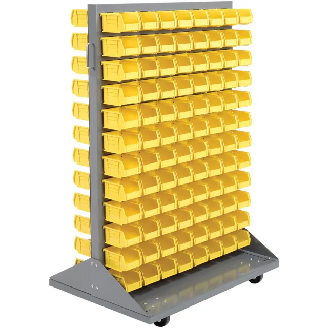 Double-Sided Mobile Rack with (192) Yellow Bins 36x25-1/2x55