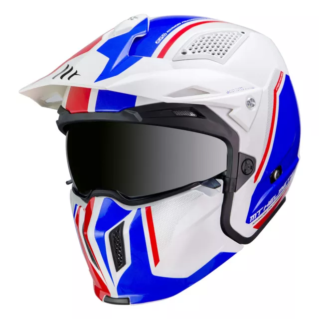 MT HELMETS STREETFIGHTER Sv Twin Convertible Helmets White Blue