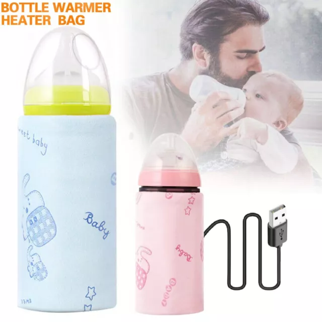 Baby Bottle Warmer Travel Heater Milk Pouch Portable Thermostat Feeding USB Bag