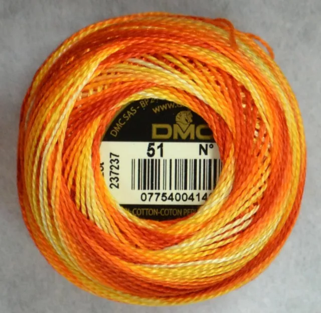 DMC Perle No.8 Cotton 10g Ball 80m Colour 51 VARIEGATED BURNT ORANGE