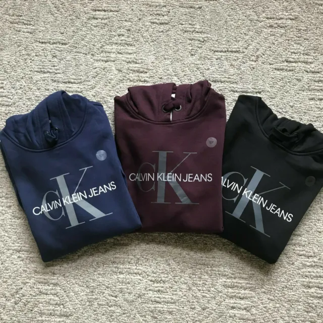 NWT Calvin Klein Jeans Men's Classic Mono Logo Fleece Hoodie Sweatshirt 3 Colors