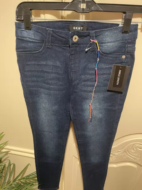 DKNY Girls Size 14 Blue Stretch Denim Capri Jeans