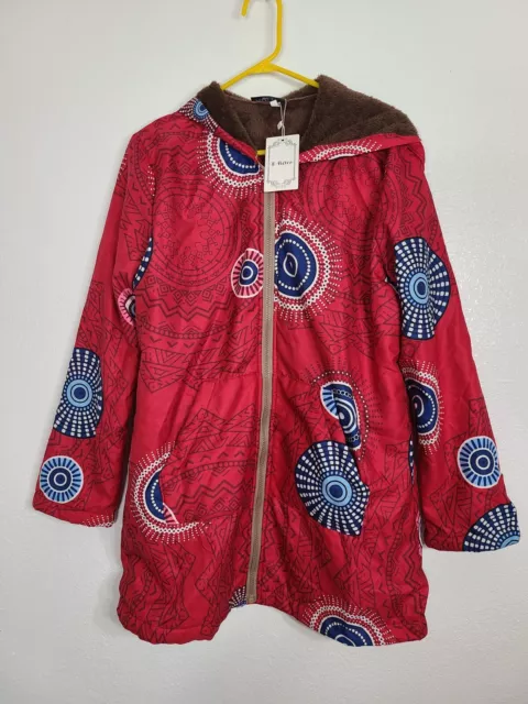 NWT E-Retro Beautiful Zip Front Lightweight Hooded Lined Jacket Size Med/7