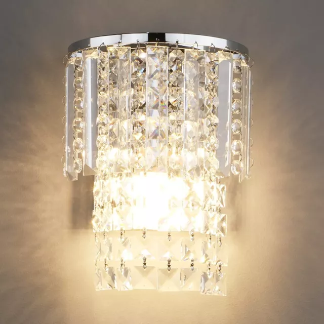 Modern K9 Crystal Wall Sconce Lamp Acrylic Chrome Finish Wall Light Fixture