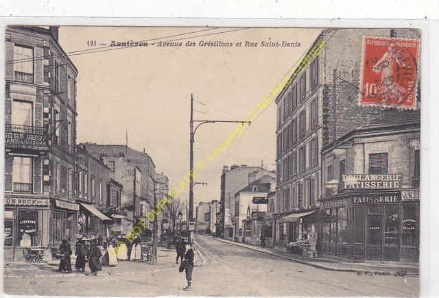 CPA 92600 ASNIERES Avenue Grésillons & rue Saint Denis animated Edit B.F.