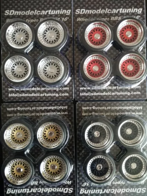 1:18 Scale BBS RM 16 INCH TUNING WHEELS WITH SEVERAL COLOR OPTIONS, NEW NEW!!