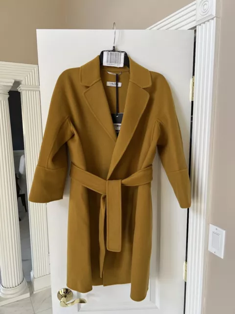 Max Mara Arona Short Wool Belted Coat (Turmeric Yellow) Size 4 MSRP $1590