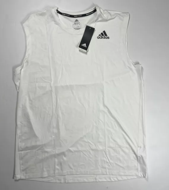 MEN'S WHITE ADIDAS Techfit Sleeveless Shirt Size XL NWT GM0519 $29.99 ...