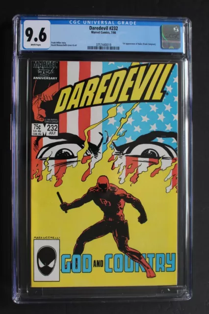 DAREDEVIL #232 1st Frank Simpson NUKE 1986 BORN AGAIN Miller TV Kingpin CGC 9.6