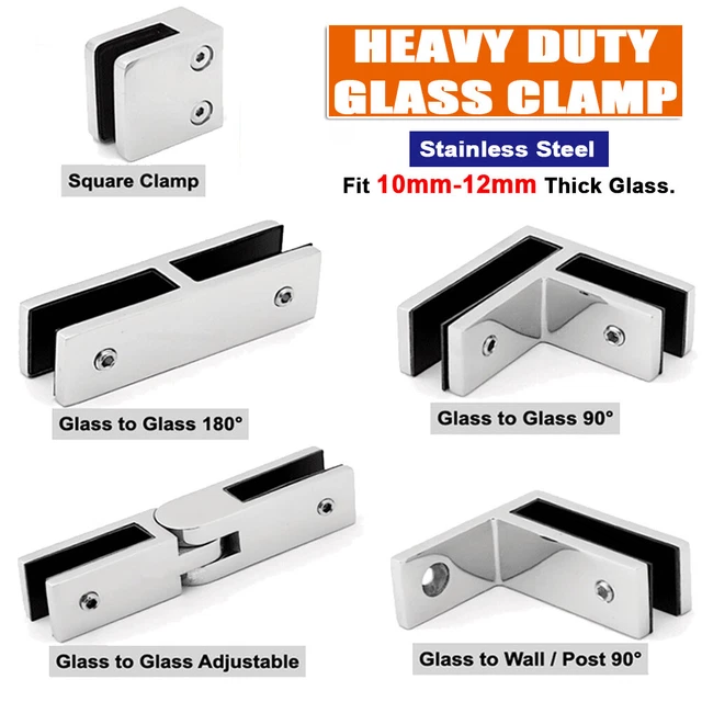Glass Clip 10-12mm Clamp Bracket Joiner Stainless Steel Balustrade Pole Fence AU