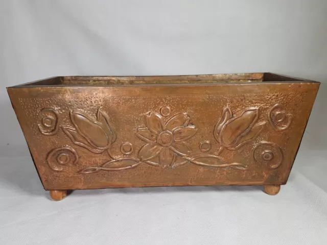 Planter Trough Copper Skin Lined  Vintage Roses Design 40.5cm Long Rare Prop