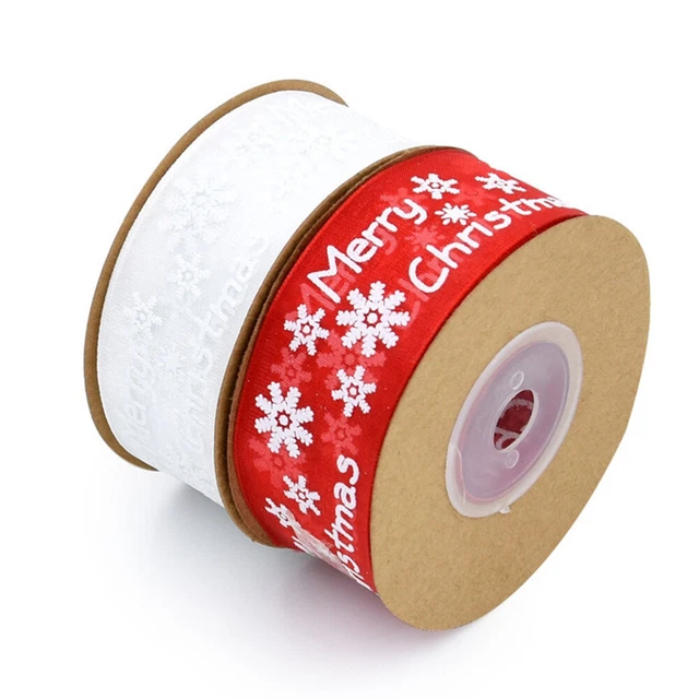 2x Geschenk Verpackung Band Schneeflocke Grosgrain-Band Diy Handwerk Band 7