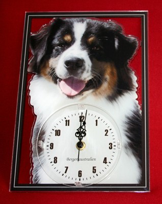 Berger Horloge pendule chien berger des shetland 3 clock dog uhr hund reloj perro 