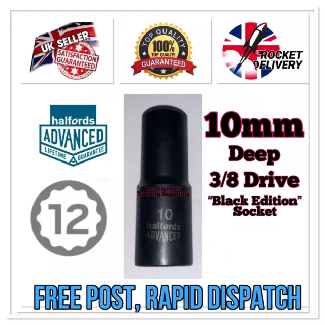 10mm Deep Halfords Advanced 3/8 Drive BLACK EDITION Socket 12 Point *FREE POST*