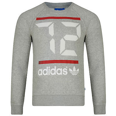 Men's New Adidas Originals Sweatshirt Jumper Sweater Pullover - Grey