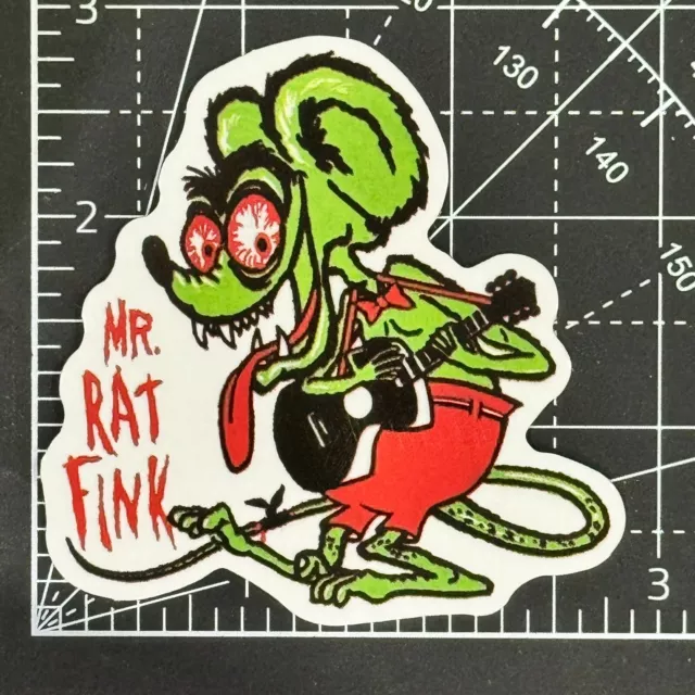 Mr. Rat Fink Playing Guitar -Rat Rod Vinyl Decal - Ed Roth Sticker Bomb Topper