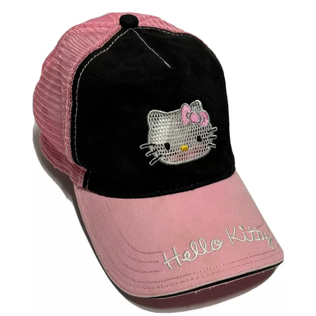 Hello Kitty Niñas Sombrero Juvenil Gorra de Bola Ajustable Béisbol Rosa Gato Negro