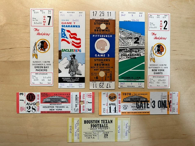 1968-1979 Football Tickets & Stubs Lot of 8 assorted team matchups.