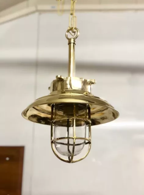 Nautical Brass Light Chain Hanging Cargo Marine Light Fixture With Extra Shade 2