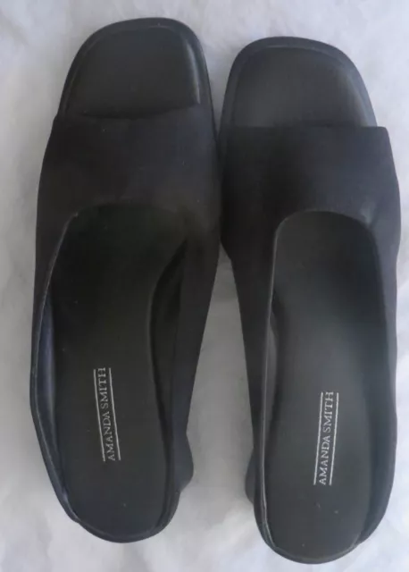Nw/oBox Women's Amanda Smith Open Toe Black Slip On Shoes 8.5 Medium