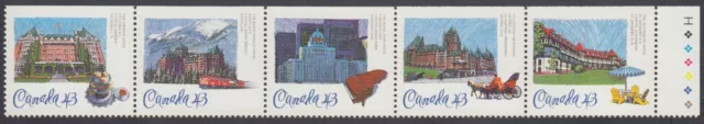 Canada - #1471a Historic CPR Hotels Strip of Five From Booklet - MNH