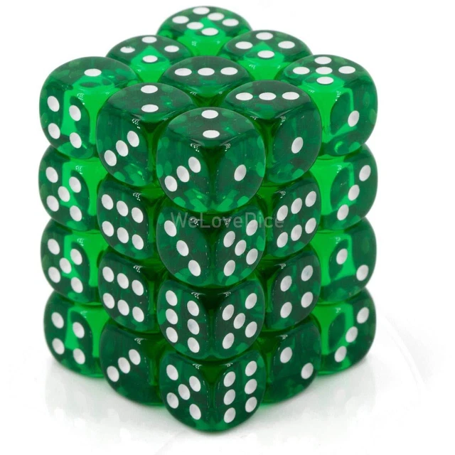 Chessex Says: D6 CHX23805 12mm Translucent Green/White (36) (US IMPORT)