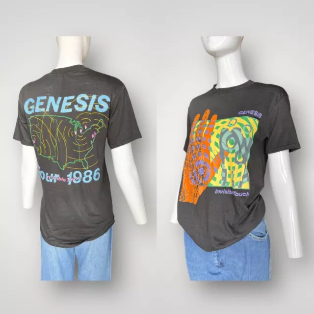 Vintage 80s Genesis "Invisible Touch" concert graphic tee shirt