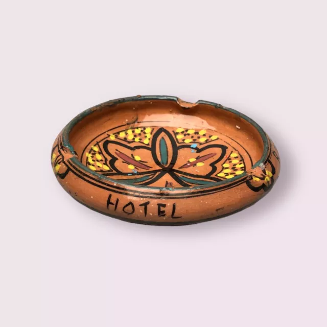 Vintage 4" Morocco Safi Pottery Ashtray Helnan Chellah Hotel 2