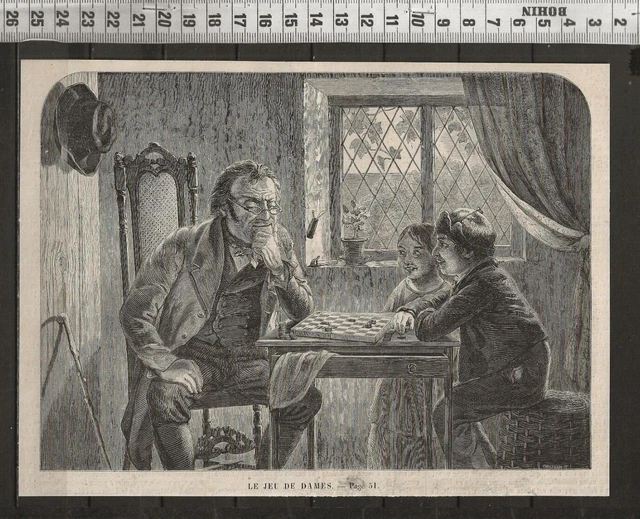 G363 / Gravure 1868 /  Le Jeu De Dames