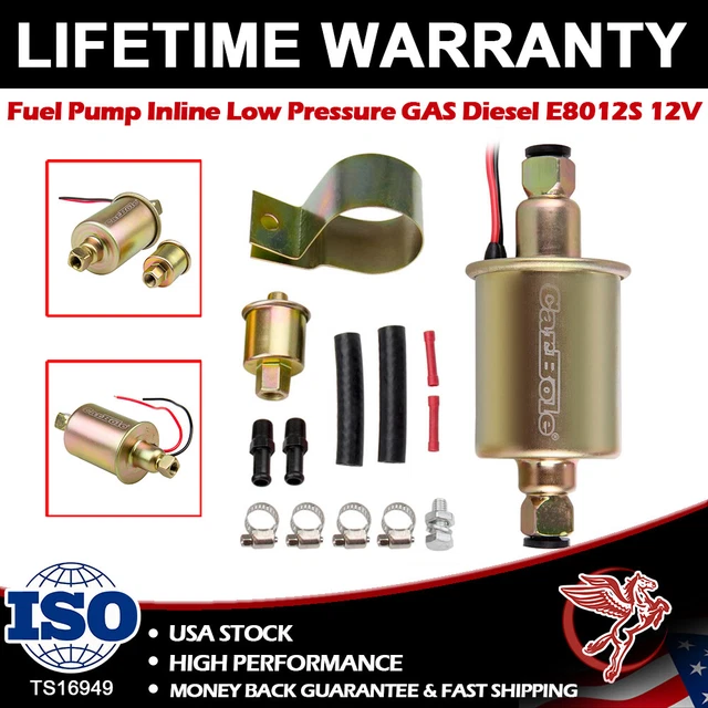 Universal 12V Electric Fuel Pump Gas Diesel High Pressure 5-9 PSI Trucks E8012S