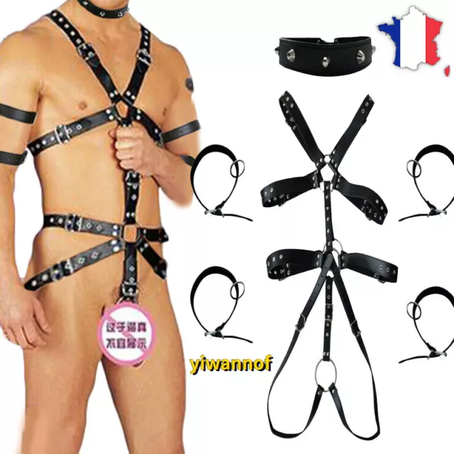 Homme Sex Cuir Combinaison Harnais De Poitrine Sous-vêtements String Sangle Club