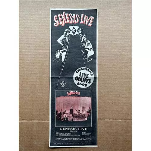 GENESIS LIVE MEMORABILIA Original music press advert from 1973 (folded) - printe