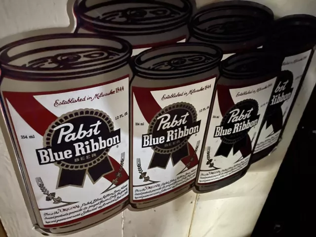 Vintage Pabst Blue Ribbon PBR Six 6 Pack Tin Advertising Sign 23"×17"