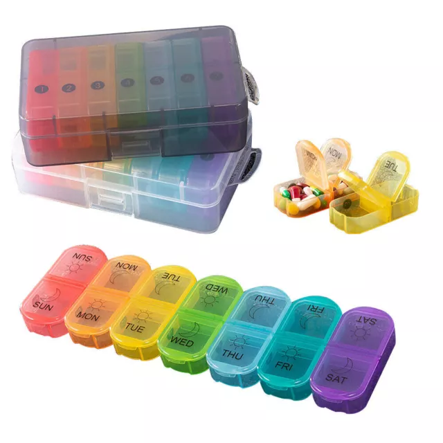 Weekly Pill Organizer 2 Times 7 Day Am Pm Pill Box Portable Vitamin Holder Days