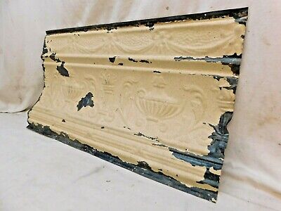 1890's Antique 24" TIN CEILING CORNICE Victorian Style Torch & Ribbon ORNATE 3