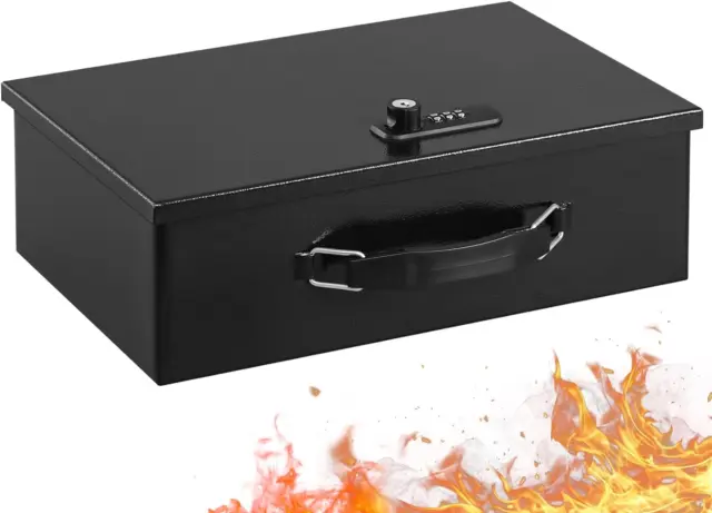 Fire Retardant Strong Lock Box, Dual Combination and Key Lock Security Chest