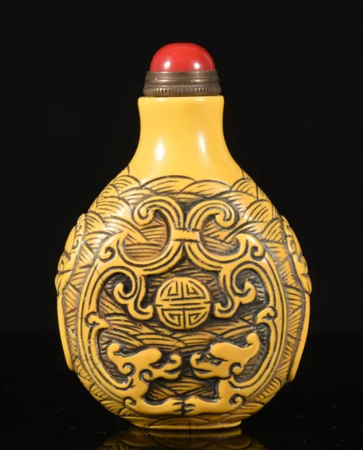 Dynastie Ochsenhorn Drache Tapfere Truppen Löwenkopf Snuff Flasche Snuff Box