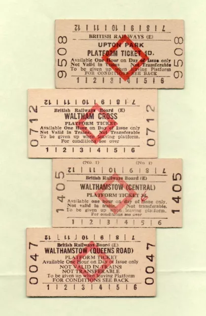 4 BR/BRB (E) railway platform tickets: UPTON PARK, WALTHAM CROSS &c