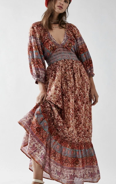 sixties maxi dresses 60s Maxi Dress Vintage Hawaiian Print Hibiscus Orange XS Sa-Ne Hawaii VFG