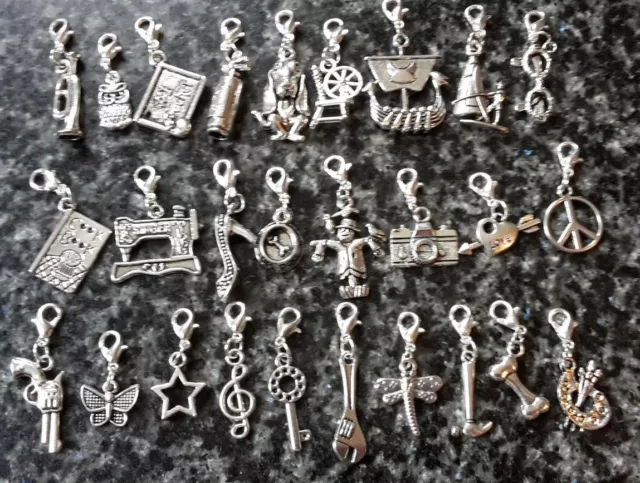 clip on charms for bracelets zips bags keyring.