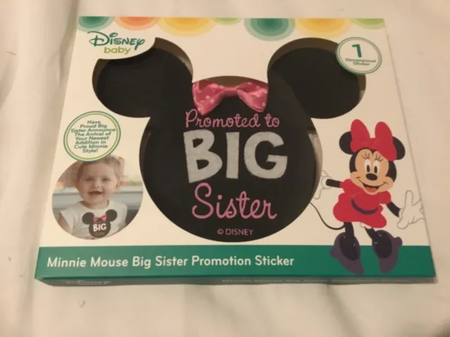 Minnie Mouse Ears pink bow Milestone Sticker “Promoted To Big Sister” Disney