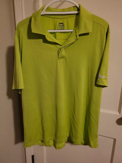 SLAZENGER MEN S GOLF Polo Shirt Size XL Lime Green Solid Good