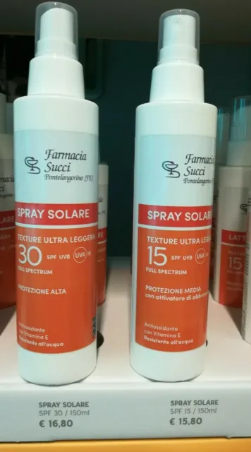 Spray protezione solare alta spf 15-30 e 50+ texture ultra leggera - Linea Succi