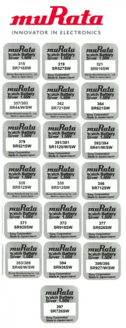 Battery Watches Brand Murata Sony Silver Oxide 1.55V Button Destocking