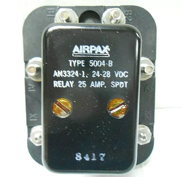 An3324-1 Airpax Relay, 24-28 Vdc/ 25 Amp New Old Stock Alt Pn: 5004-B