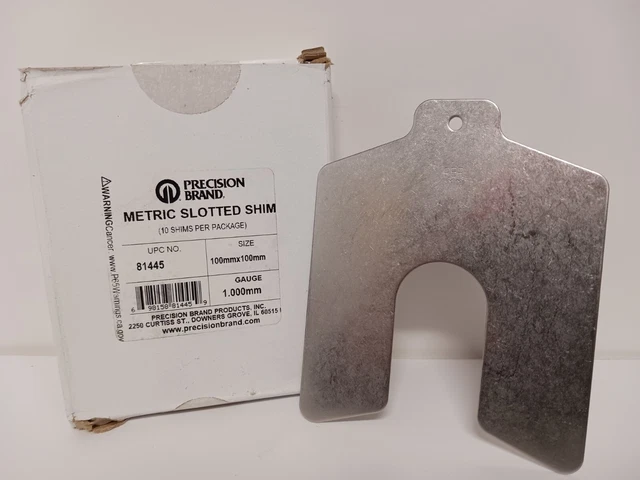 Precision Brand 81445 100mm x 100mm Metric Slotted Shim- 10 pack
